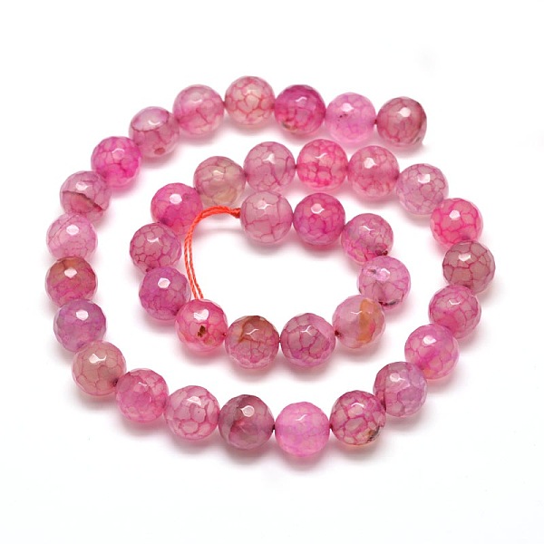 

PandaHall Dyed Natural Agate Faceted Round Beads Strands, Camellia, 10mm, Hole: 1mm, about 38pcs/strand, 15 inch Natural Agate Round Pink