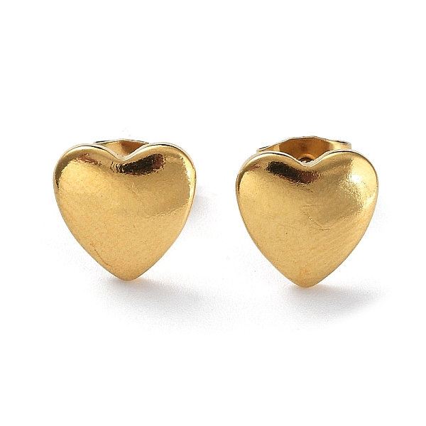 

PandaHall Ion Plating(IP) 304 Stainless Steel Heart Ear Studs for Women, Real 18K Gold Plated, 10x10mm 304 Stainless Steel Heart