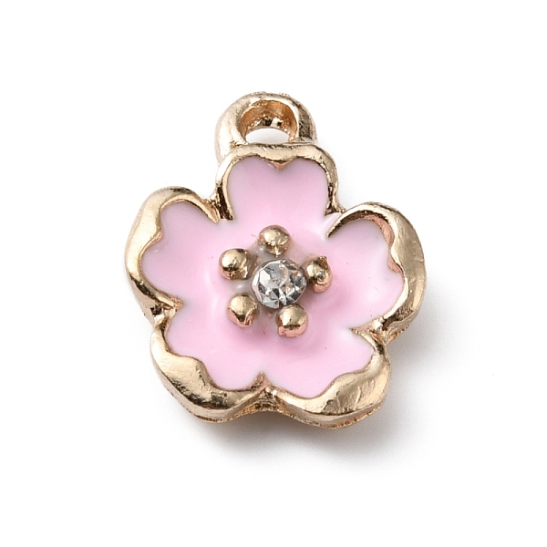 

PandaHall Alloy Enamel Pendants, with Crystal Rhinestone, Peach Blossom, Pearl Pink, 15x12x3.5mm, Hole: 2mm Alloy Rhinestone+Enamel Flower..., Clear