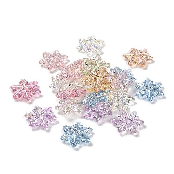 Christmas Theme UV Plating Transparent Rainbow Iridescent Acrylic Beads