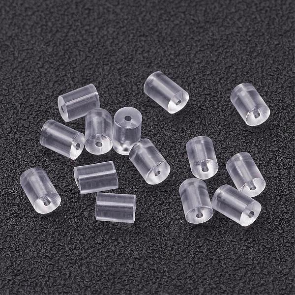 

PandaHall Plastic Ear Nuts, Earring Backs, Clear, 3x3mm, Hole: 0.3mm, about 550pcs/10g Plastic Tube