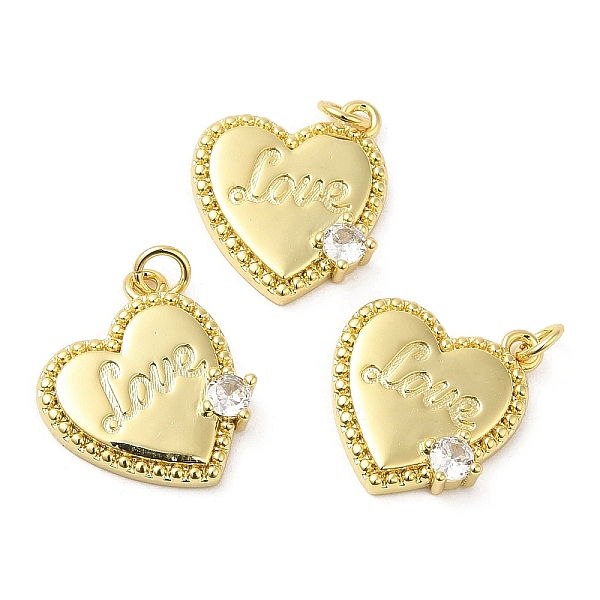 

PandaHall Brass Pave Cubic Zirconia Pendants, with Jump Ring, Long-Lasting Plated, Lead Free & Cadmium Free, Heart, Real 18K Gold Plated...