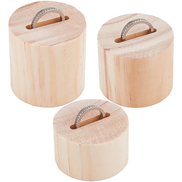 

PandaHall 3 Sizes Wood Ring Display Pedestal Set, Finger Ring Organizer Holder, Column, Bisque, 5x3.05~5cm, Groove: 3x0.48cm, 3pcs/set Wood..., Orange