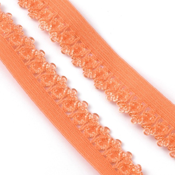 

PandaHall Polyester Elastic Cords with Single Edge Trimming, Flat, Dark Orange, 13mm Elastic Fibre Flat
