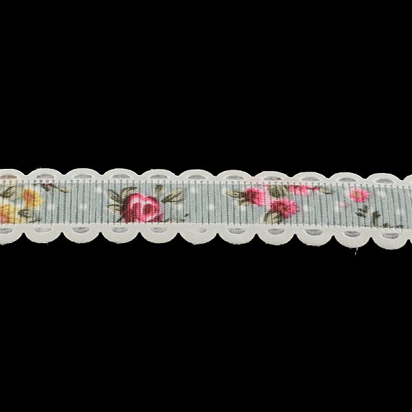 

PandaHall Polyester Grosgrain Cords, Flower Printed, Light Steel Blue, 5/8 inch(15mm), about 20yards/roll(18.29m/roll) Polyester