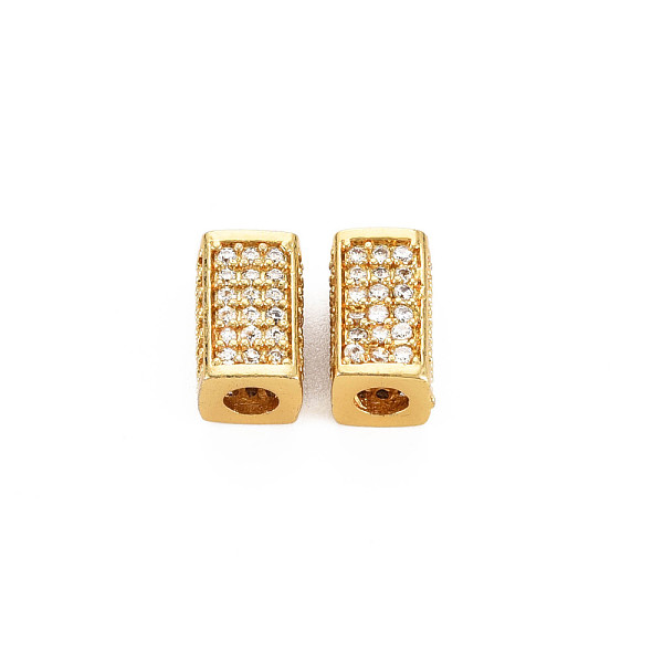 

PandaHall Brass Micro Pave Clear Cubic Zirconia Beads, Rectangle, Golden, 10x6x6mm, Hole: 3mm Brass+Cubic Zirconia Rectangle