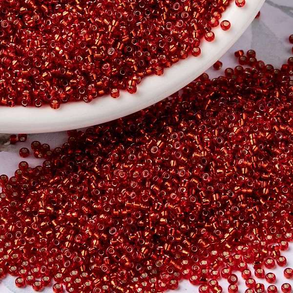 

PandaHall MIYUKI Round Rocailles Beads, Japanese Seed Beads, (RR10) Silverlined Flame Red, 15/0, 1.5mm, Hole: 0.7mm, about 5555pcs/bottle...