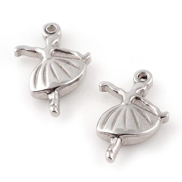 

PandaHall 201 Stainless Steel Pendants, Dancing Girl, Stainless Steel Color, 18.5x13x3.5mm, Hole: 1.5mm 201 Stainless Steel Human