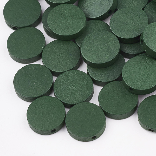 

PandaHall Natural Pear Wood Beads, Dyed, Flat Round, Green, 15x4mm, Hole: 1.8mm Wood Flat Round Green