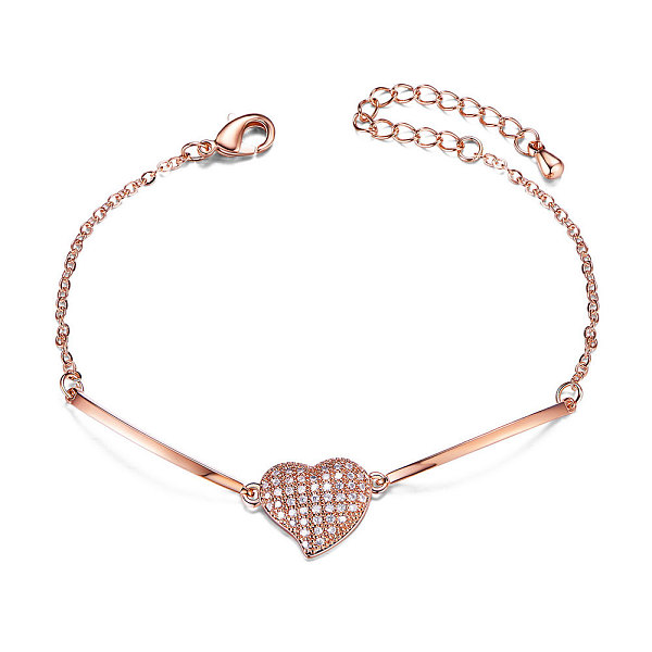 

PandaHall SHEGRACE Alloy Link Bracelets, with AAA Micro Pave Cubic Zirconia, Heart, Rose Gold, 6-3/4 inch(170mm) Alloy