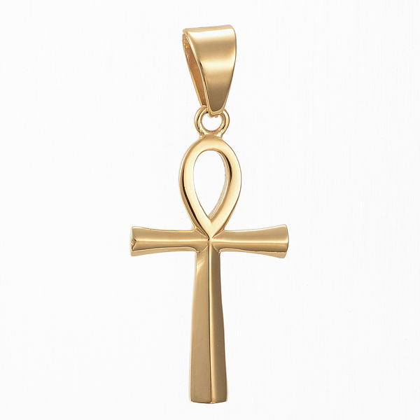 

PandaHall 304 Stainless Steel Pendants, Ankh Cross, Golden, 42x22x3mm, Hole: 11x8mm 304 Stainless Steel Cross