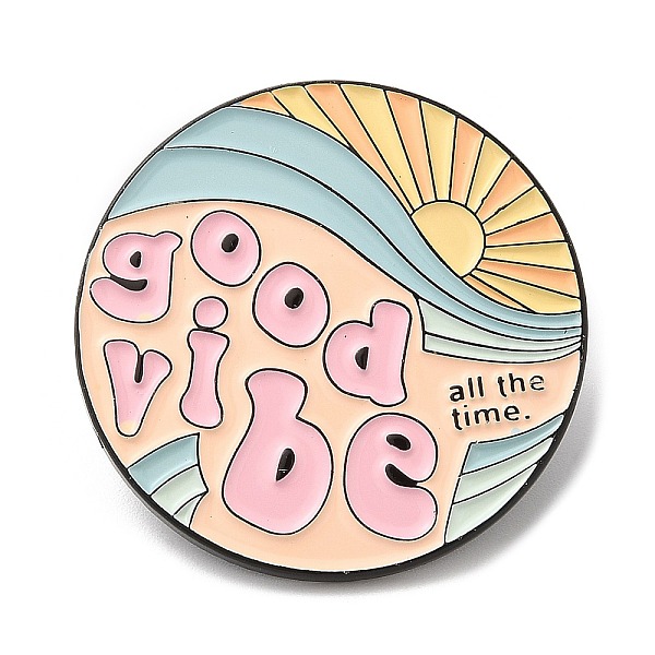 

PandaHall Sun with Word Good Vibe All The Time Enamel Pin, Electrophoresis Black Zinc Alloy Brooch for Backpack Clothes, Colorful..., Multicolor