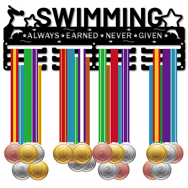 

PandaHall CREATCABIN Swimming Medal Holder Hanger Medals Rack Black Metal Iron Medal Holder Rack Sport Medal Stand Frame Wall Mounted...