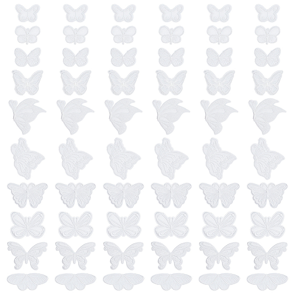 60 pièce 10 styles accessoires d'ornement de papillon en dentelle de polyester
