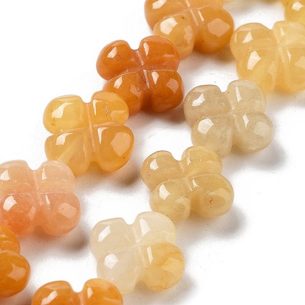 

PandaHall Natural Topaz Jade Beads Strands, 4-Petal Flower, 14x14x5.5mm, Hole: 1.2mm, about 15pcs/strand, 7.87''(20cm) Topaz Jade Flower