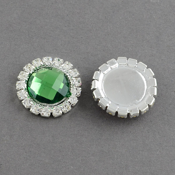

PandaHall Shining Flat Back Faceted Half Round Acrylic Rhinestone Cabochons, with Grade A Crystal Rhinestones and Brass Cabochon Settings..., Green