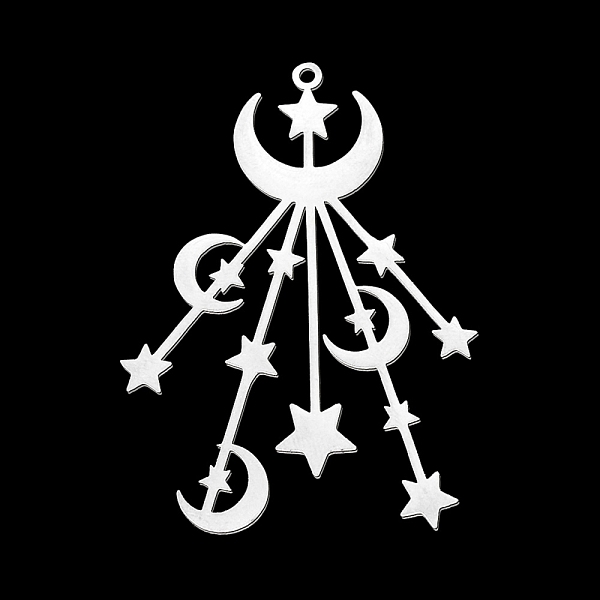 

PandaHall 201 Stainless Steel Big Pendants, Laser Cut, Moon with Star, Stainless Steel Color, 53x36.5x1mm, Hole: 1.6mm 201 Stainless Steel...