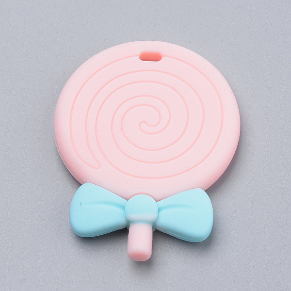 

PandaHall Food Grade Eco-Friendly Silicone Big Pendants, Chewing Pendants For Teethers, DIY Nursing Necklaces Making, Lollipop, Light Salmon..., Red