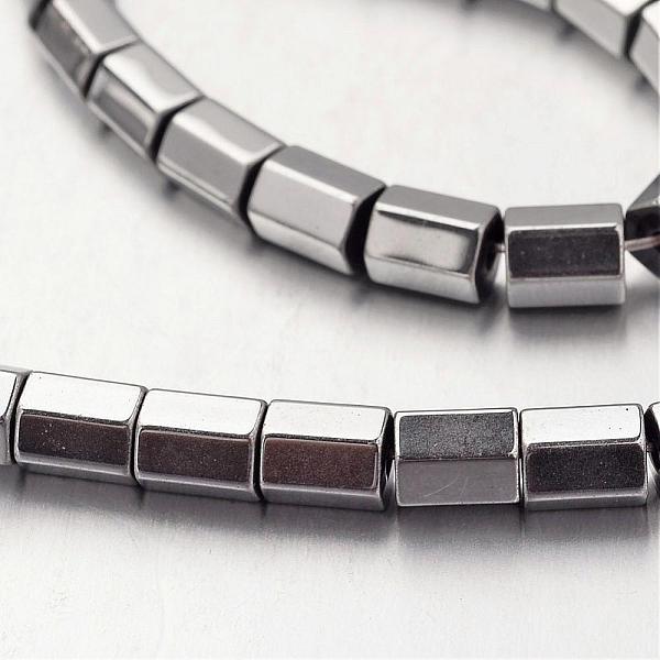 

PandaHall Electroplate Non-magnetic Synthetic Hematite Bead Strands, Faceted, Column, Silver Plated, 6x4~5mm, Hole: 1mm, about 66pcs/strand...