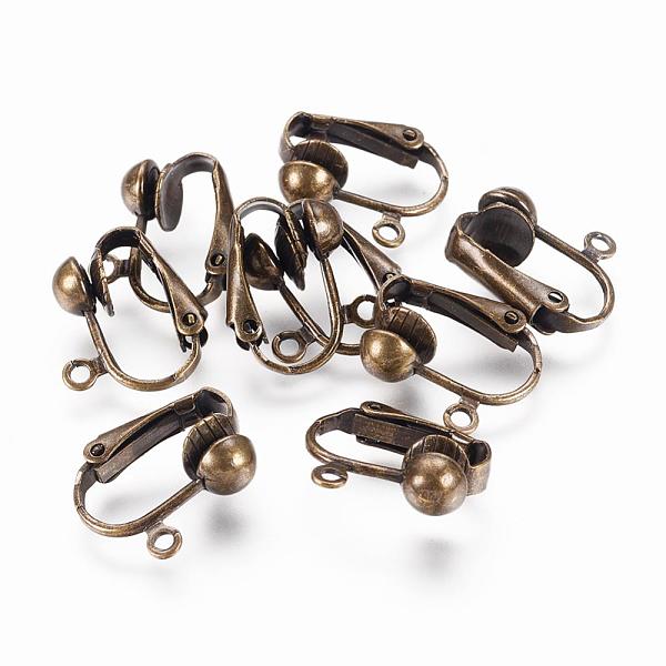 

PandaHall Brass Clip-on Earring Findings, Nickel Free, Antique Bronze, 17x14x7mm, Hole: 1mm Brass