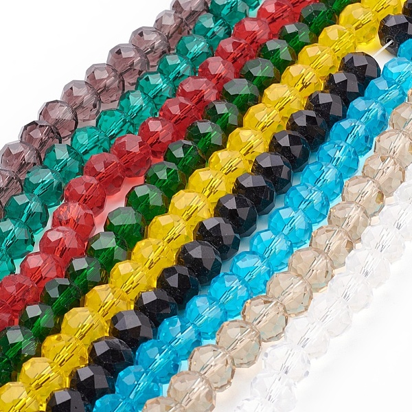 

PandaHall Handmade Glass Beads, Faceted Rondelle, Mixed Color, 10x7mm, Hole: 1mm, about 70~72pcs/strand Glass Rondelle Multicolor