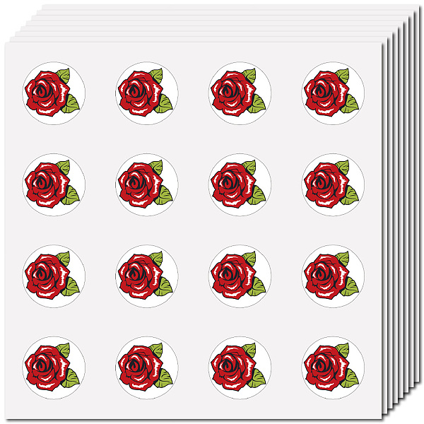 

PandaHall 8 Sheets Plastic Waterproof Self-Adhesive Picture Stickers, Round Dot Cartoon Decals for Kid's Art Craft, June Rose, 150x150mm...