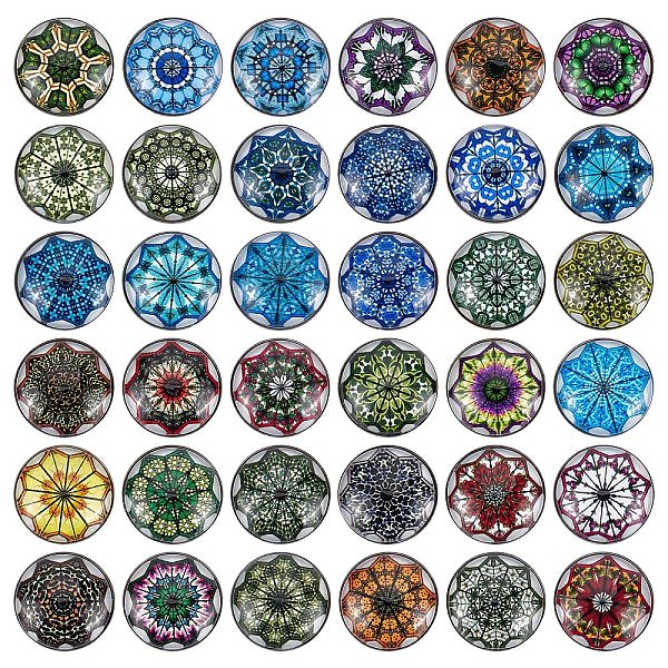 

PandaHall SUNNYCLUE 1 Box 36Pcs Snap Jewelry Charms Bulk Glass Snap Buttons Mandala Flower Charm Interchangeable Snaps Button for Jewelry..., Multicolor