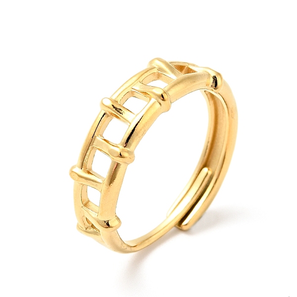 

PandaHall Ion Plating(IP) 304 Stainless Steel Fence Shape Adjustable Ring, Hollow Ring for Men Women, Golden, US Size 9 1/4(19.1mm) 304...