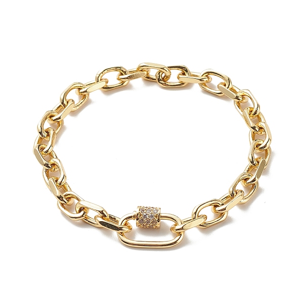 

PandaHall Brass Cable Chain Bracelet with Clear Cubic Zirconia Locking Carabiner for Men Women, Golden, 7-3/4 inch(19.8cm) Cubic Zirconia...