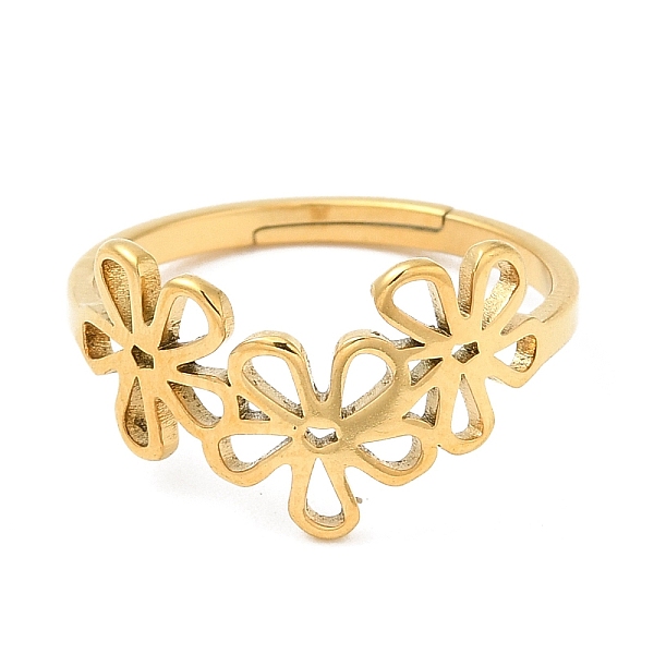 

PandaHall 304 Stainless Steel Adjustable Rings, Flower, Golden, US Size 6(16.5mm) 304 Stainless Steel Flower