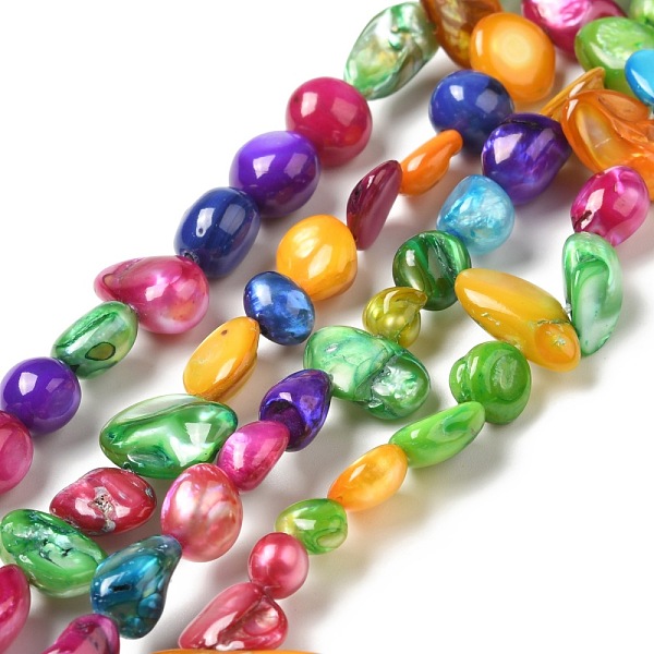 

PandaHall Natural White Shell Beads Strands, Dyed, Nuggets Chips, Colorful, 5~19.5x5~10.5x3.5~6mm, Hole: 0.8mm, about 54pcs/strand, 14.80...