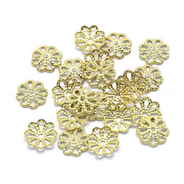 

PandaHall Brass Bead Caps, Lead Free & Cadmium Free & Nickel Free, Multi-Petal, Raw(Unplated), 8x1.5mm, Hole: 1mm Brass