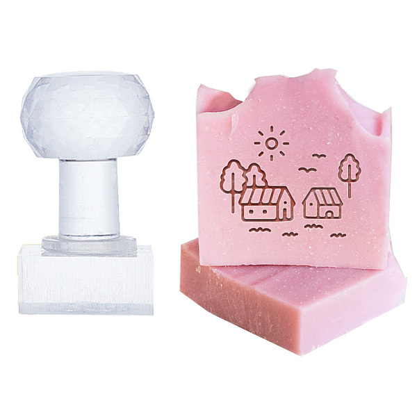 

PandaHall Clear Acrylic Soap Stamps with Big Handles, DIY Soap Molds Supplies, House, 60x41x38mm, Pattern: 35x28mm Acrylic House Clear