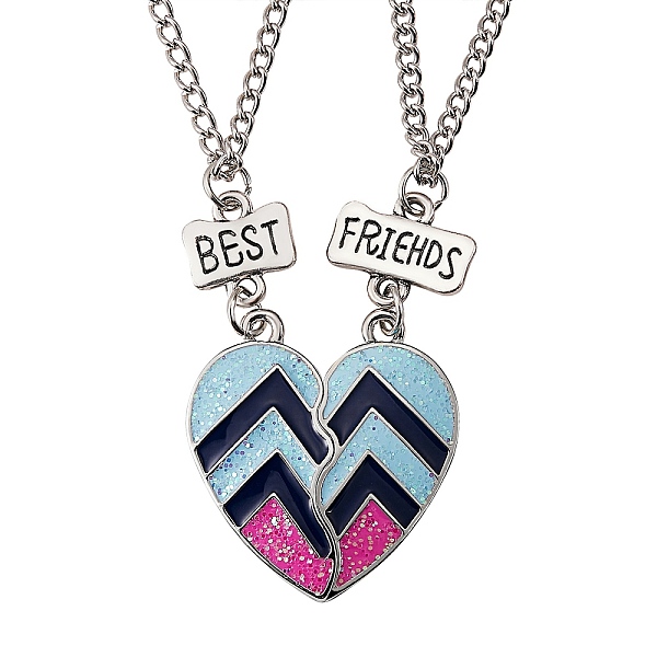 

PandaHall BFF/Best Friends Forever Alloy Pendant Necklaces Set, Splite Heart Enamel Pendant Necklaces for Bestfriends, Platinum , Colorful...
