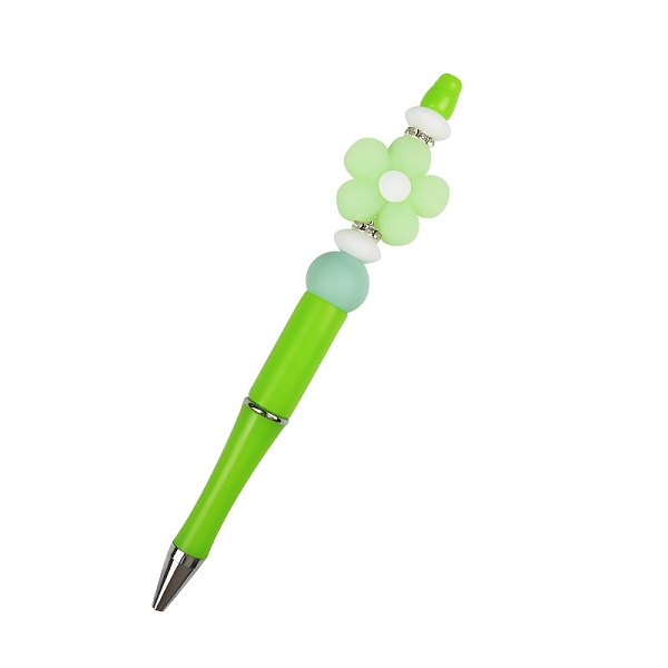 

PandaHall Plastic Ball-Point Pen, Beadable Pen, Luminous Flower Silicone Pen for DIY Personalized Pen, Lime, 145mm Plastic Flower Green