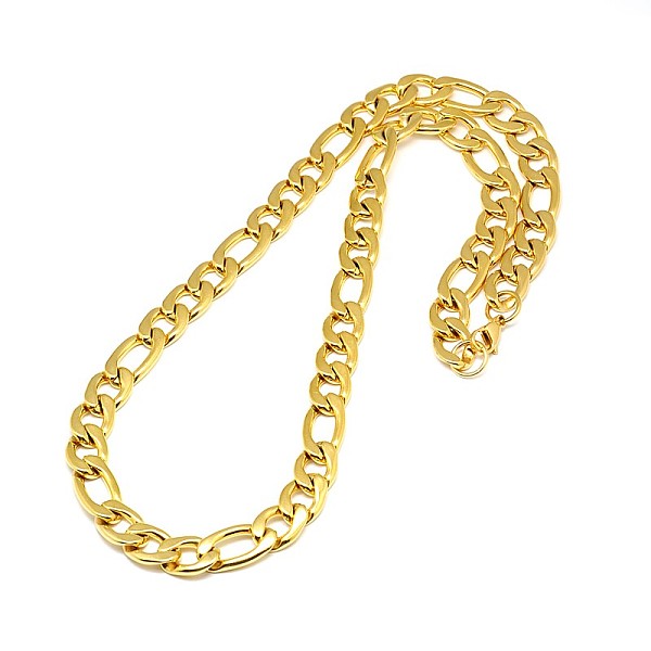 

PandaHall Fashionable 304 Stainless Steel Figaro Chain Necklaces for Men, with Lobster Claw Clasps, Golden, 24.02 inch(61cm)x12mm 304...