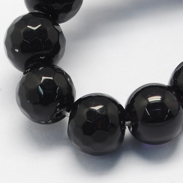 

PandaHall Natural White Jade Bead Strands, Dyed, Faceted, Round, Black, 10mm, Hole: 1mm, 38pcs/strand, 14.5 inch White Jade Round Black
