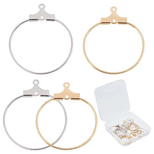 

PandaHall Beebeecraft 1Box 40Pcs 2 Color Hoop Earring Findings 18K Gold Plated Round Beading Hoops Earring Making Kit for Jewelry Making DIY...