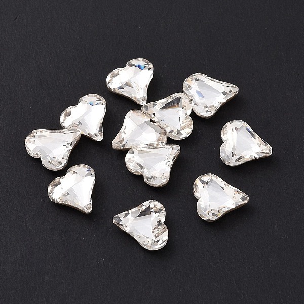 

PandaHall Glass Rhinestone Cabochons, Pointed Back & Silver Back Plated, Heart, Crystal, 8x8x3mm Glass Rhinestone Heart Clear
