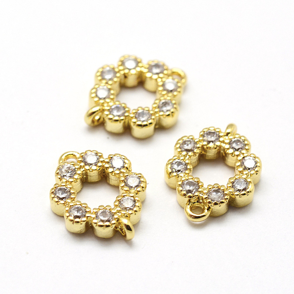 

PandaHall Brass Micro Pave Grade AAA Cubic Zirconia Links, Flower, Lead Free & Nickel Free & Cadmium Free, Real 18K Gold Plated, 9x12x2mm...