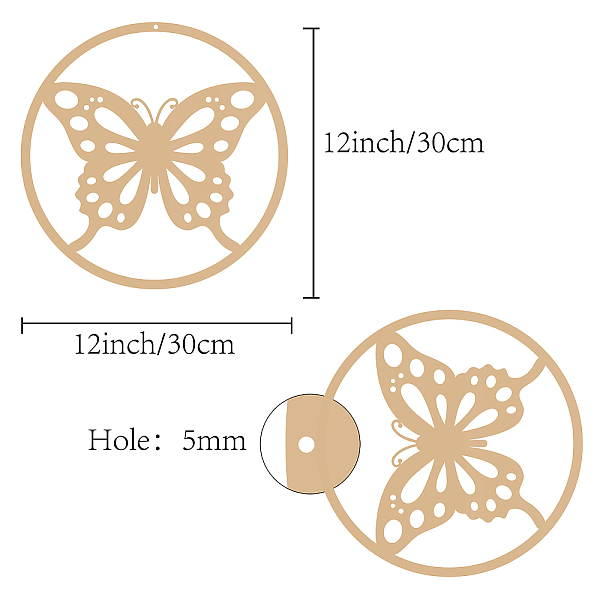

PandaHall Laser Cut Wooden Wall Sculpture, Torus Wall Art, Home Decor Meditation Symbol, Flat Round, BurlyWood, Butterfly Pattern..., Orange