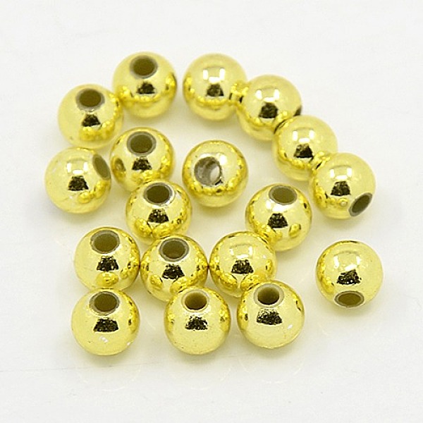 

PandaHall Plating Plastic Acrylic Round Beads, Golden Plated, 5mm, Hole: 1mm, about 7000pcs/pound Acrylic Round