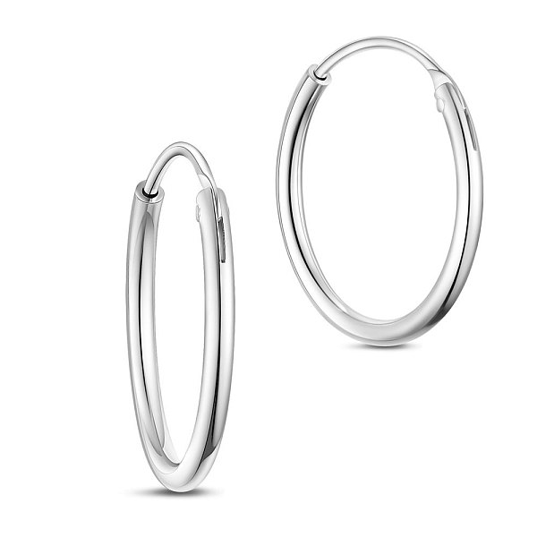 

PandaHall SHEGRACE 925 Sterling Silver Hoop Earrings, Silver, 17.5mm, inner diameter: 15mm Sterling Silver Silver