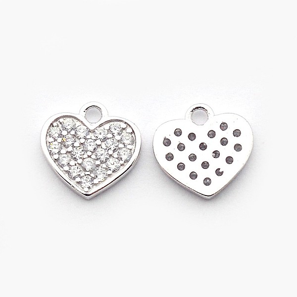 

PandaHall Brass Micro Pave Cubic Zirconia Heart Pendants, Cadmium Free & Nickel Free & Lead Free, Real Platinum Plated, 9x9x1mm, Hole: 1mm..., Clear