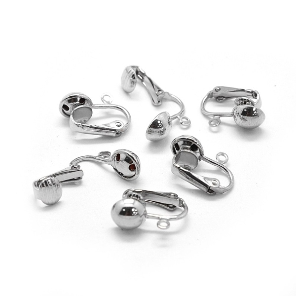 

PandaHall Iron Clip-on Earrings Findings, For Non-pierced Ears, with Loop, Platinum, 17x12.5x8mm, Hole: 1.6mm Iron
