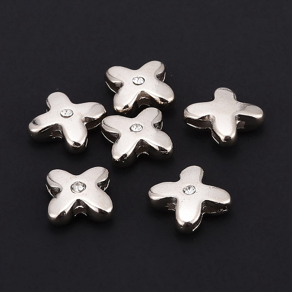 

PandaHall Letter Slider Beads for Watch Band Bracelet Making, Platinum Plated Alloy Crystal Rhinestone Slide Charms, Cadmium Free & Nickel..., Clear