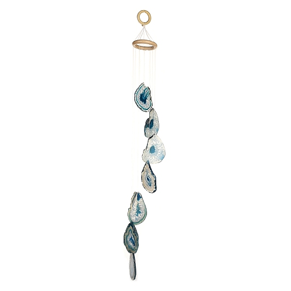 

PandaHall Chakra Natural Dyed Agate Piece Hanging Ornament, Wind Chime, with Wood Ring, for Home Decor, Colorful, 720~750mm, Hole: 25mm...