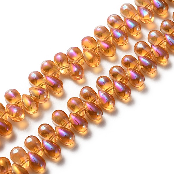 

PandaHall Electroplate Glass Beads, Top Drilled, Teardrop, Orange, 8.5x5x5.5mm, Hole: 0.8mm Glass Teardrop Orange