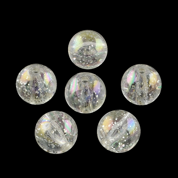 

PandaHall Round AB Color Transparent Acrylic Beads, with Colorful Glitter Powder, Clear AB, 12mm, Hole: 1.8~2mm, about 520pcs/500g Acrylic..., White