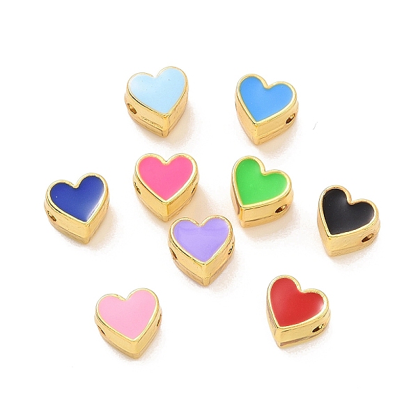 

PandaHall Eco-friendly Rack Plating Brass Enamel Beads, Cadmium Free & Lead Free, Long-Lasting Plated, Real 18K Gold Plated, Heart, Mixed..., Multicolor